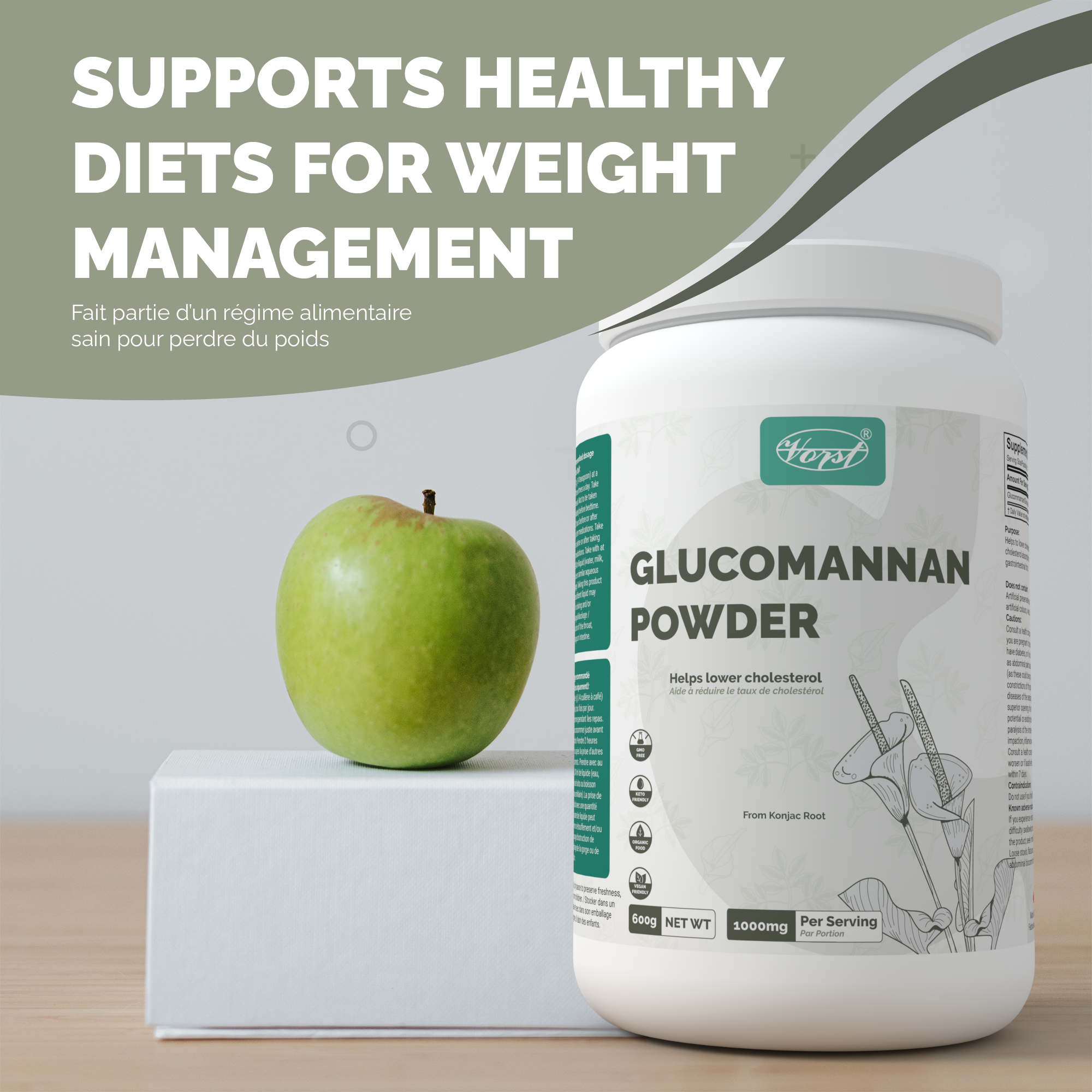 Glucomannan Konjac Powder 1000mg Per Serving 600G
