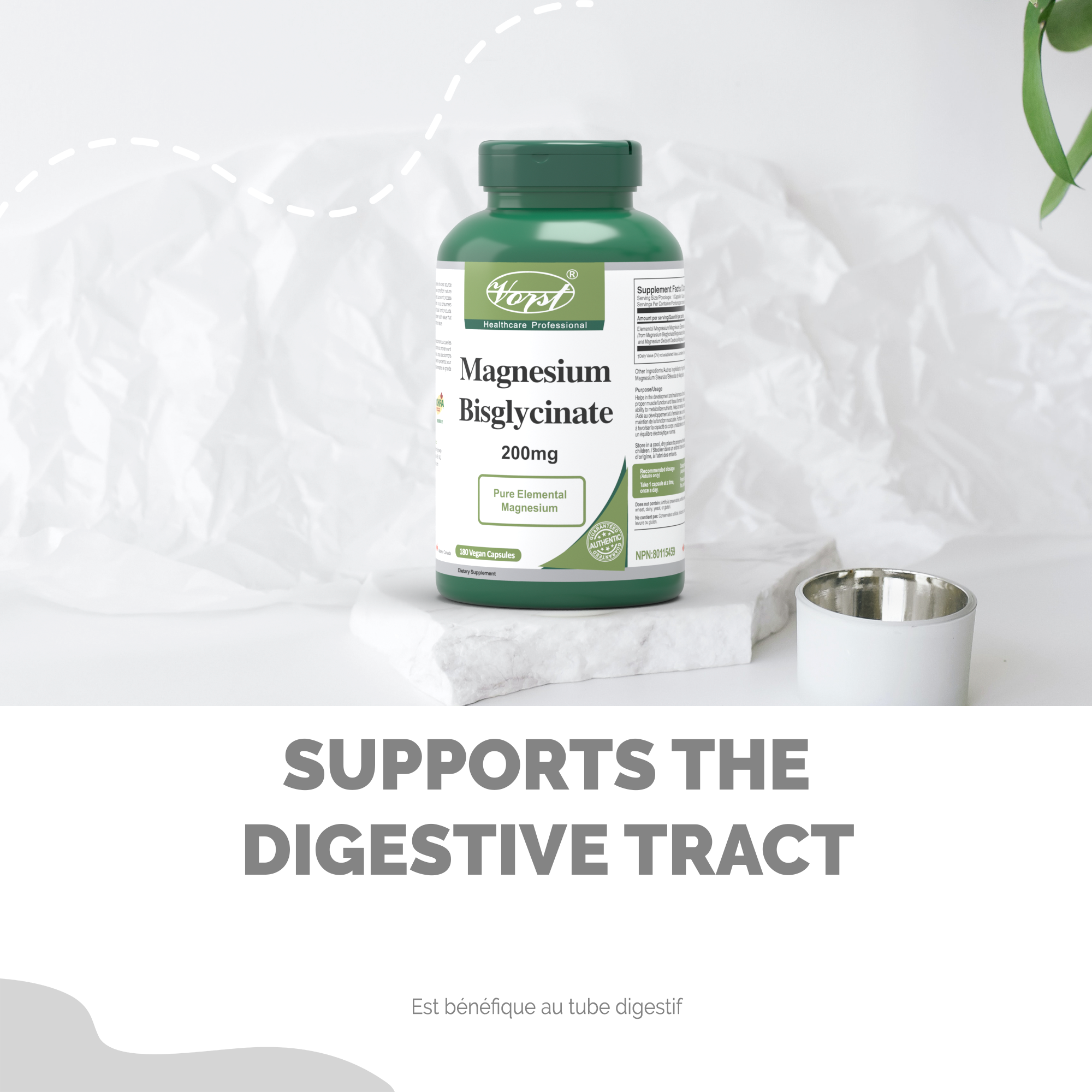 Magnesium Bisglycinate, Relievies Muscle Cramp and Constipation
