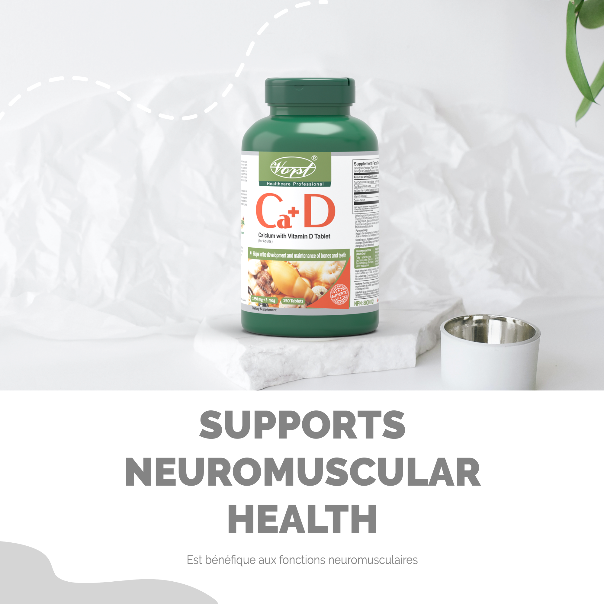 Calcium with Vitamin D 1250mg + 3mcg 150 Tablets Supports Neuromuscular Health