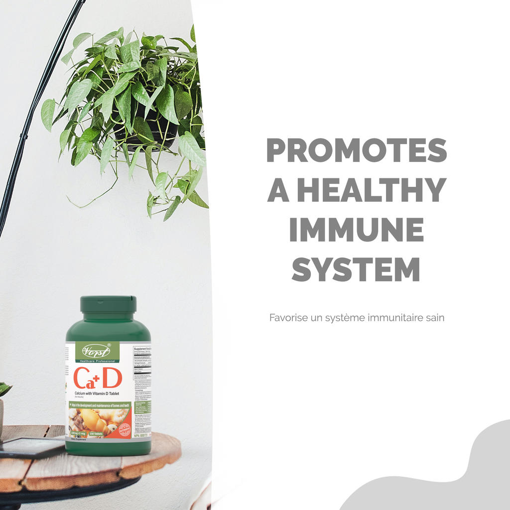 Calcium with Vitamin D 1250mg + 3mcg 150 Tablets Promotes a healthy immune system