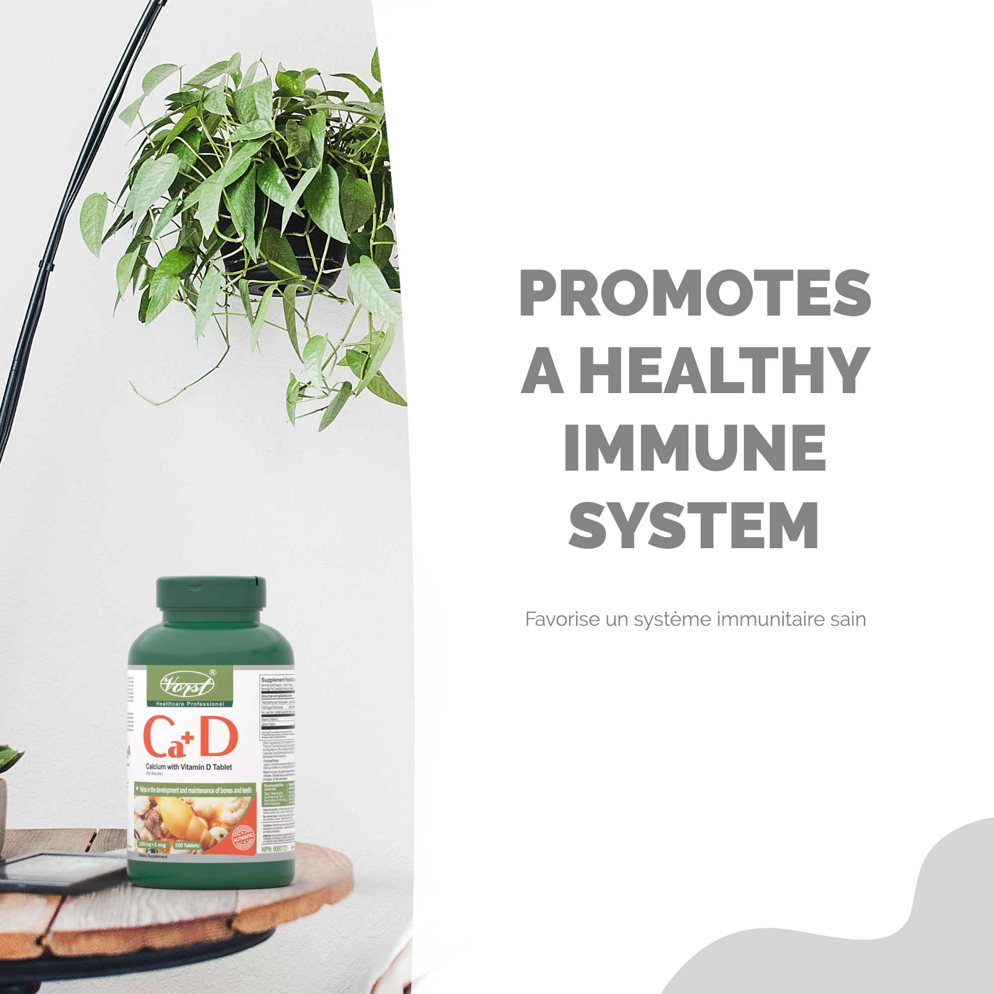 Calcium with Vitamin D 1250mg + 3mcg 150 Tablets Promotes a healthy immune system