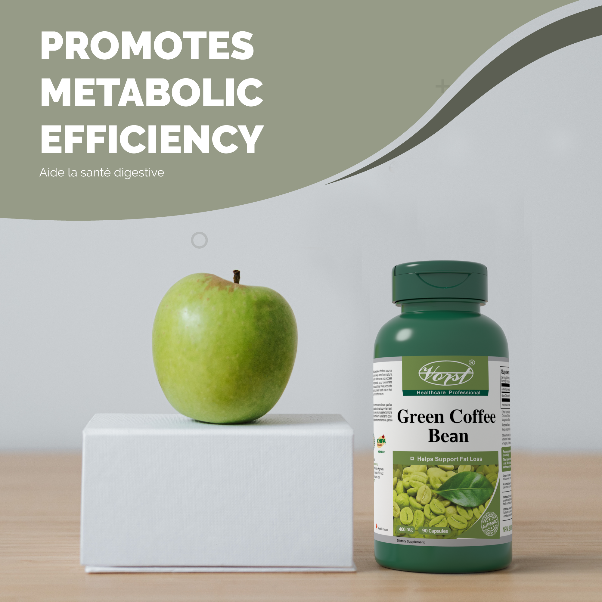 Green Coffee Bean 400mg 90 Capsules promotes metabolic efficiency