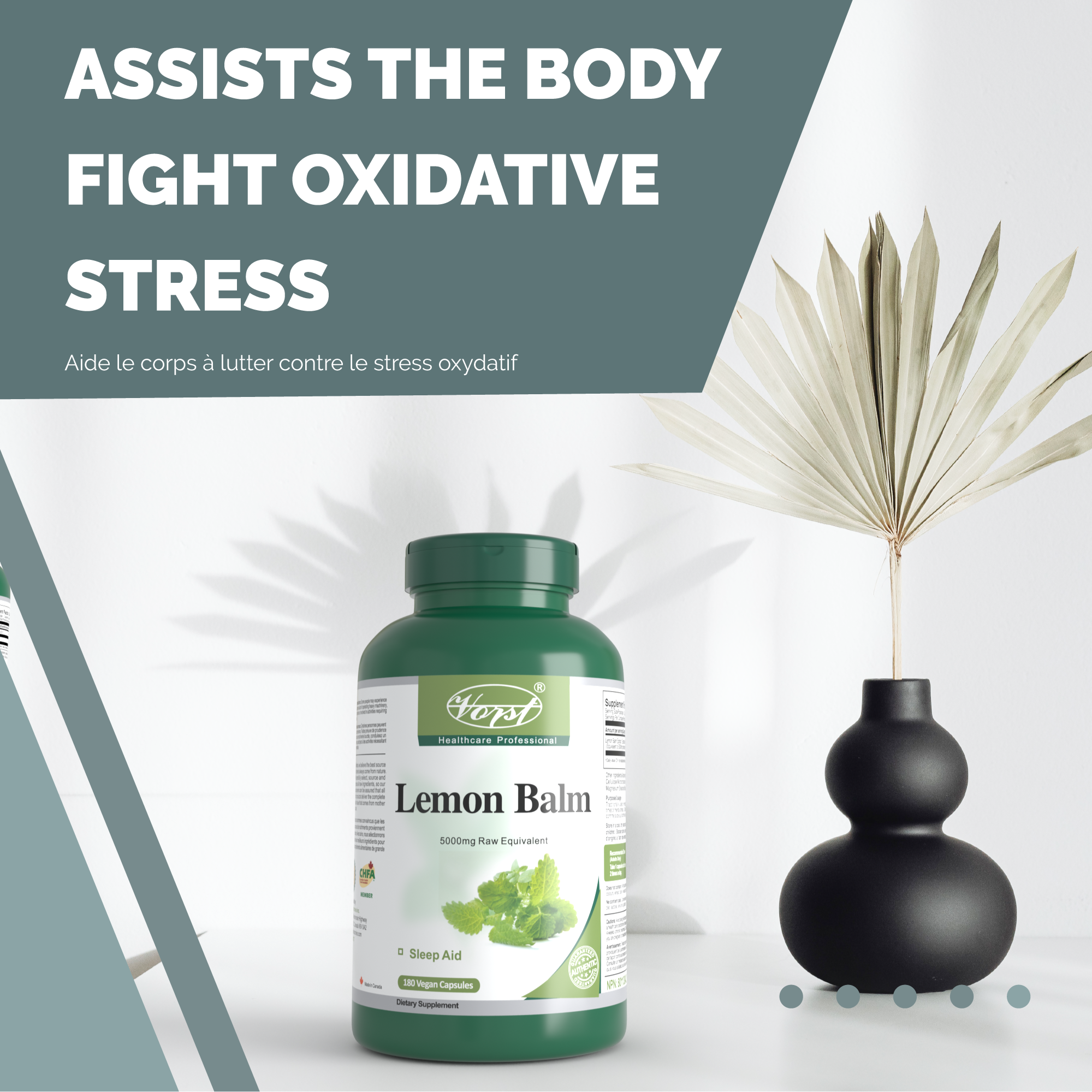 Lemon Balm 5000mg 180 Vegan Capsules assists the body fight oxidative stress