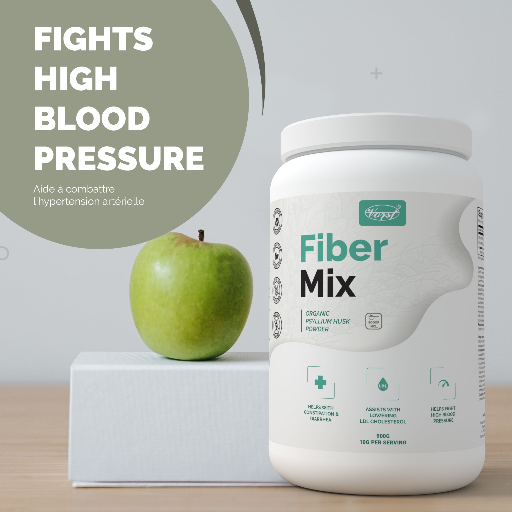 Fiber Mix 900G Organic Psyllium Husk Powder helps High Blood Pressure