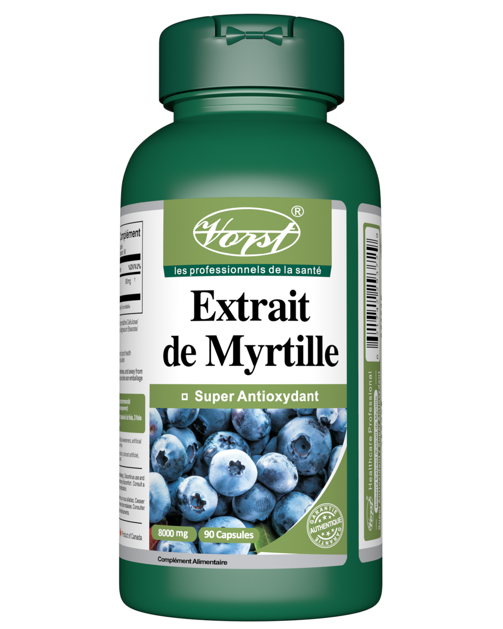 Bilberry Extract French Label of Bottle