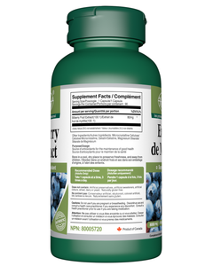 Bilberry Extract Supplement Facts Table