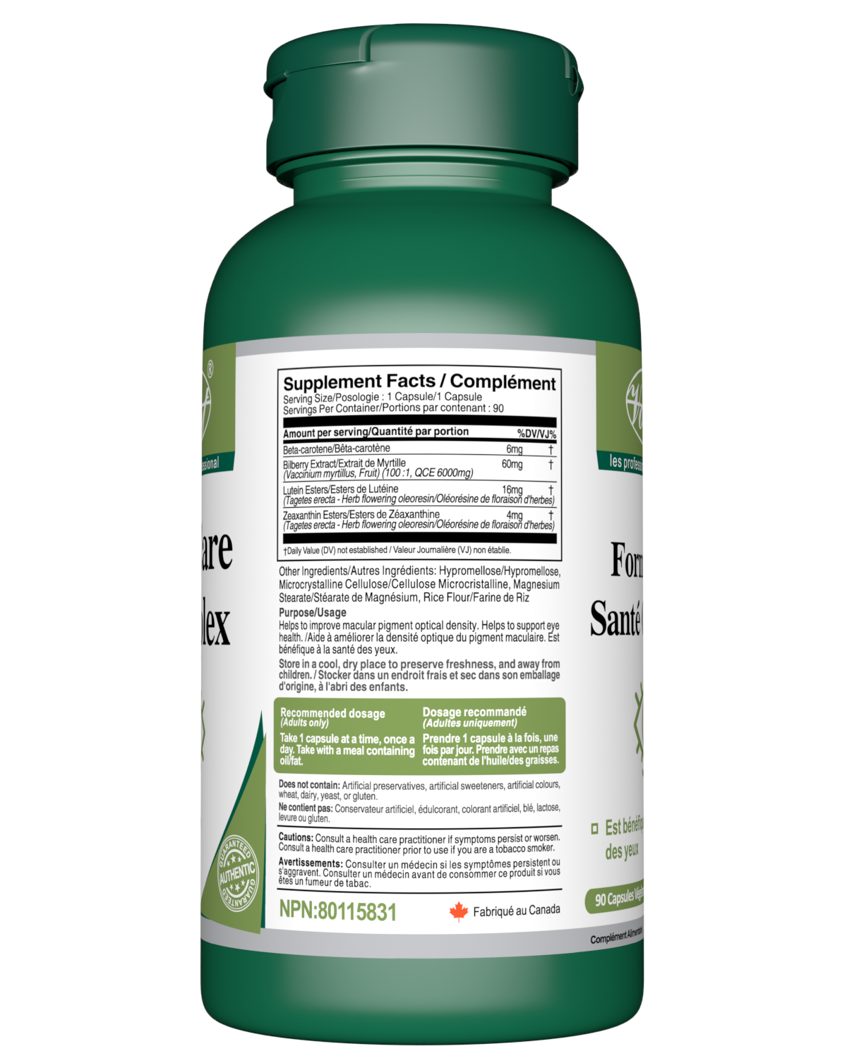 Eye Care Complex 90 Vegan Capsules Supplement Facts