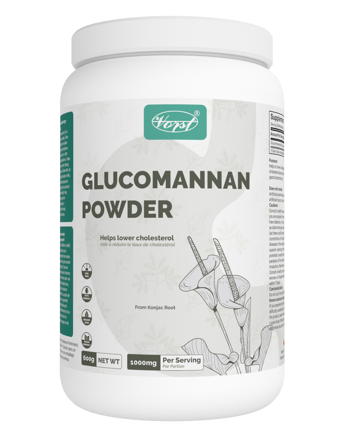 Glucomannan Konjac Powder 1000mg Per Serving 600G