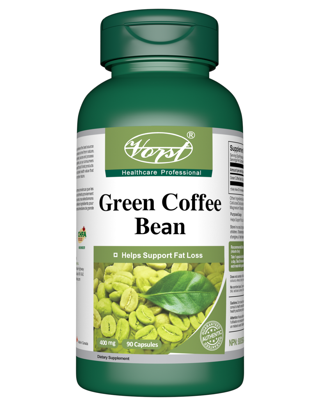 Green Coffee Bean 400mg 90 Capsules bottle