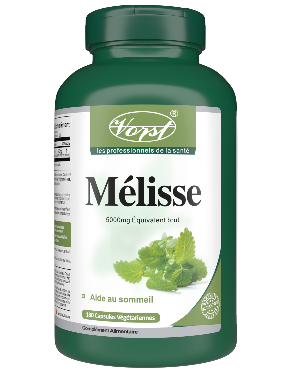 Mélisses 5000mg Équivalent brut 180 Capsules Végétariennes
