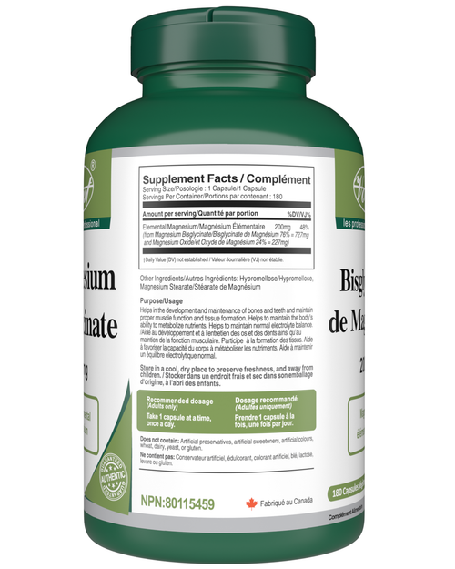 Magnesium Bisglycinate, Relievies Muscle Cramp and Constipation