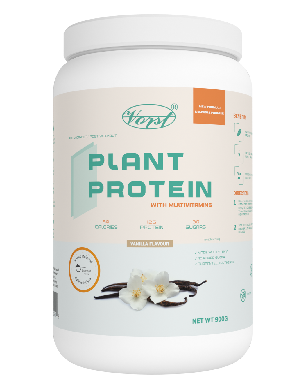 Vegan Plant Based Pea Protein Powder With Multivitamins 900g 45 Servings