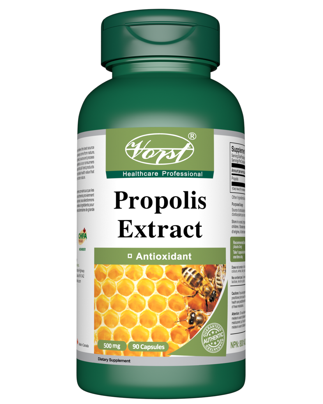 Bee Propolis Extract 500mg Front of Bottle