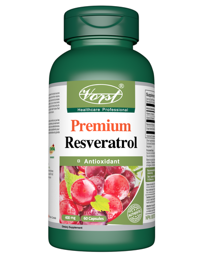 Premium Resveratrol 400mg with Grape Seed, Vitamin E and C 60 Capsules