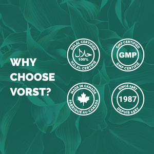 Why Choose Vorst? Halal certified, GMP certified, Made in Canada, Since 1987
