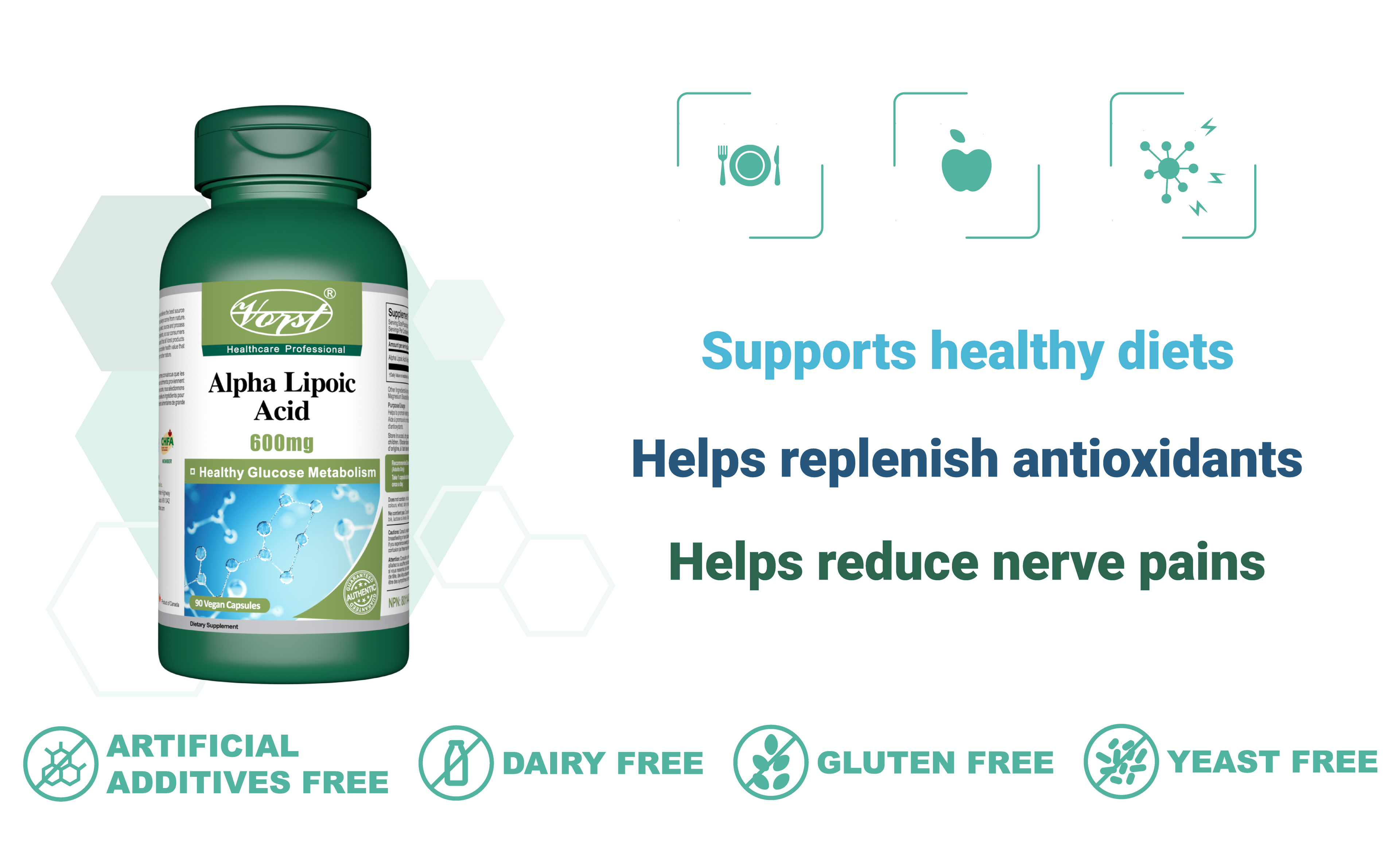 Alpha Lipoic Acid (ALA) 600mg 90 Vegan Capsules