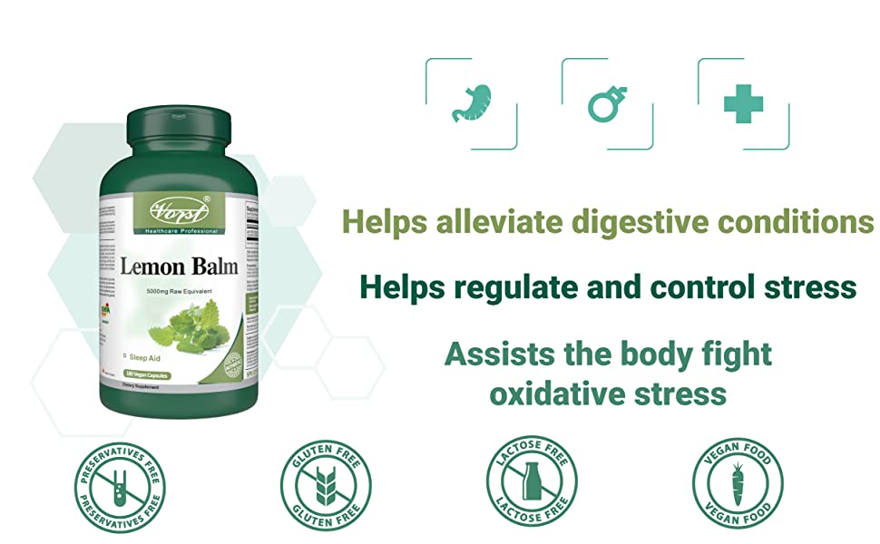 Lemon Balm 5000mg 180 Vegan Capsules benefits