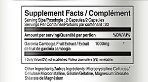 Supplement Facts Garcinia Cambogia 1000mg - Vorst Supplements and Vitamins