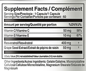 resveratrol supplement facts table